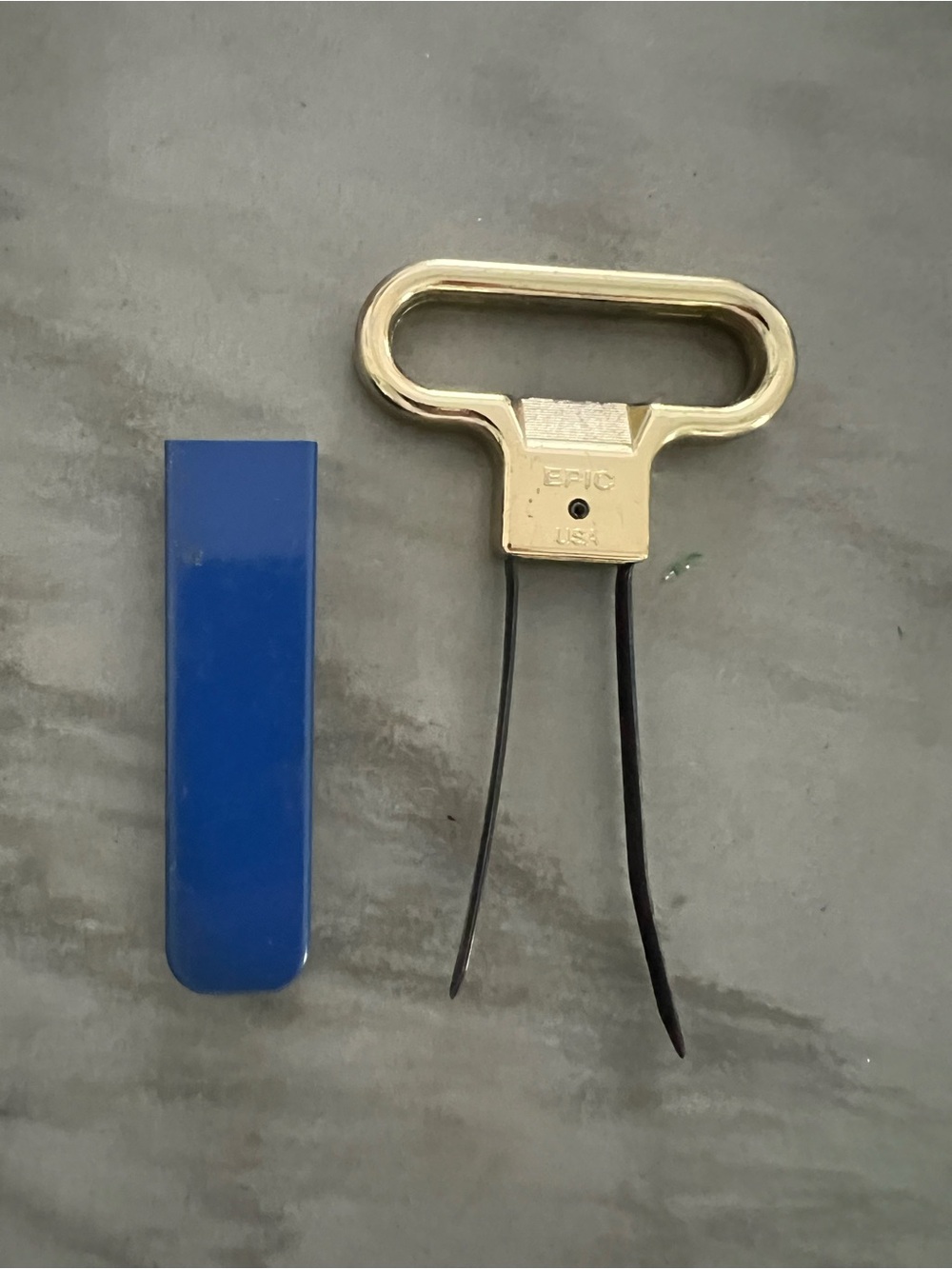 Vintage Two Prong Cork Puller Wine Bottle Opener Epic USA Blue
